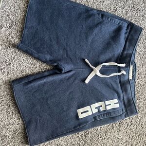 Hollister Navy Hoodie with White Drawstrings and Logo